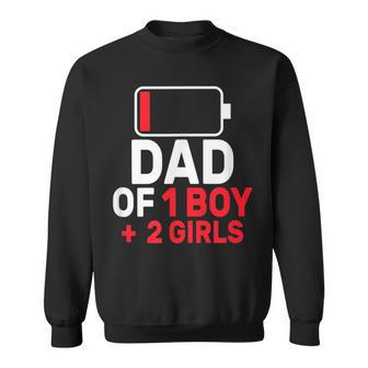 Dad Of 1 Boy And 2 Girls Low Battery Father's Day Dad Sweatshirt - Seseable