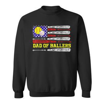 Dad Of Ballers American Flag Baseball Dad Softball Sweatshirt - Seseable