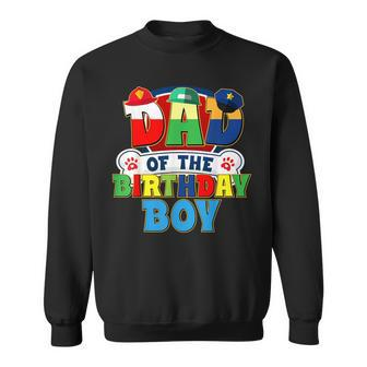 Dad Of The Birthday Boy Dog Paw Family Matching Sweatshirt - Thegiftio UK