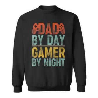 Dad By Day Gamer By Night Video Games Father's Day Retro Sweatshirt - Seseable