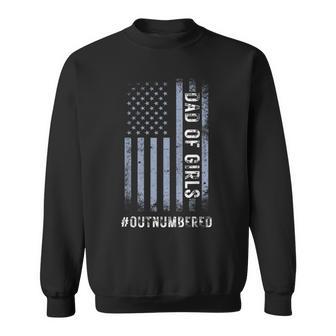 Dad Of Girls Outnumbered Vintage Usa Flag Fathers Day 2024 Sweatshirt - Seseable