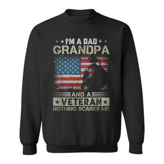 Dad Grandpa Veteran Usa Flag Fathers Day 2024 Veterans Sweatshirt - Seseable