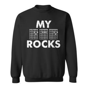 My Dad Rocks Fathers Day Guitar Player Musician Papa Men Sweatshirt - Thegiftio UK