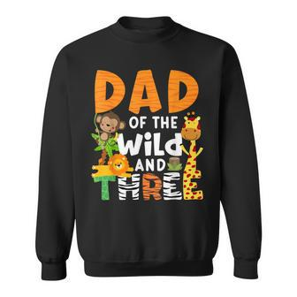 Dad Of The Wild And 3 Three Jungle Zoo Theme Birthday Safari Sweatshirt - Seseable