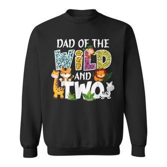 Dad Of The Wild And Two Zoo Safari Jungle Birthday Sweatshirt - Thegiftio UK