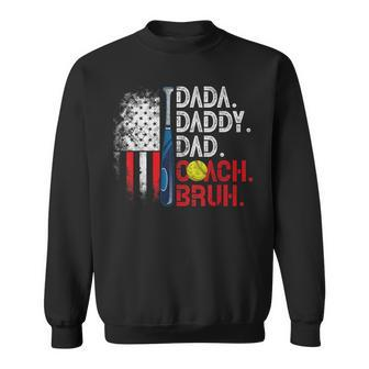 Dada Daddy Dad Coach Bruh Softball Dad Usa Flag Fathers Day Sweatshirt - Thegiftio UK