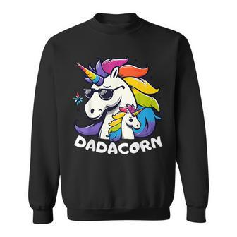 Dadacorn Unicorn Dad And Baby Unicorn Papa Father's Day Sweatshirt - Monsterry