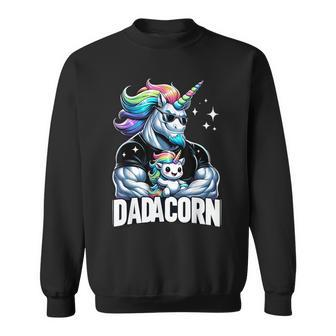 Dadacorn Unicorn Dad And Son Daughter Papa Father's Day Sweatshirt - Seseable