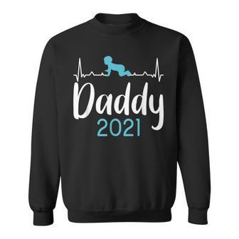 Daddy 2021 Baby Heartbeat Ecg Fatherhood Pregnancy Sweatshirt - Monsterry UK