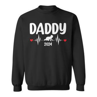 Daddy 2024 Heartbeat 1St Time Pregnancy Announcement Dad Sweatshirt - Monsterry