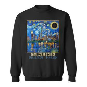 Dallas Texas Skyline Artistic Total Solar Eclipse 2024 Sweatshirt | Mazezy