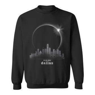 Dallas Texas Skyline Silhouette Total Solar Eclipse 2024 Sweatshirt | Mazezy