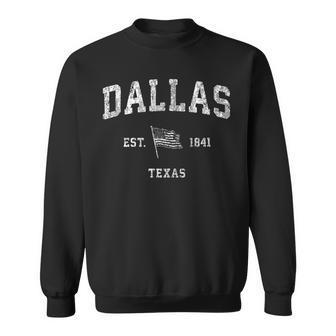 Dallas Texas Tx Vintage Us Flag Sports Sweatshirt - Monsterry