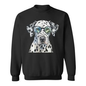 Dalmatian Watercolor Dog Wearing Glasses Sweatshirt - Monsterry DE