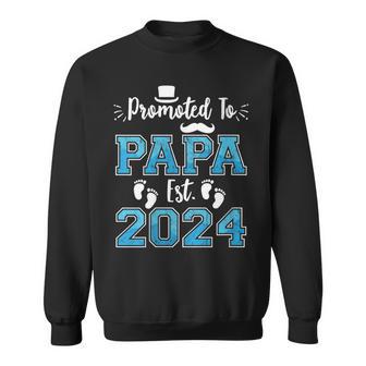 Damen New Dad Promoted To Papa Est 2024 Schwangerschaftsankündigung Mit-Ausschnitt Sweatshirt - Geschenkecke