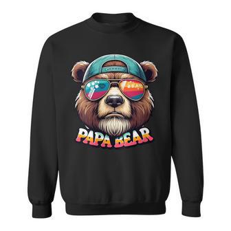 Damen Papa Bär Papa Bearatertagsgeschenk Für Papa Spruch Lustig Mit-Ausschnitt Sweatshirt - Geschenkecke