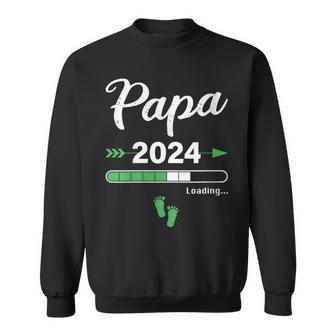 Damen Papa Loading 2024 Werdender Papa Baby Geburt Daddy To Be Mit-Ausschnitt Sweatshirt - Geschenkecke