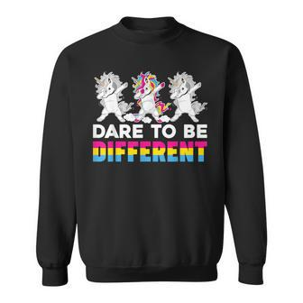 Dare To Be Different Dabbing Unicorn Pansexual Lgbt Pride Sweatshirt - Monsterry DE