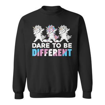 Dare To Be Different Dabbing Unicorn Transgender Lgbt Pride Sweatshirt - Monsterry DE