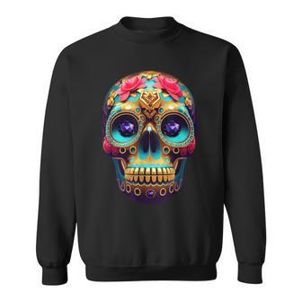 The Day Of The Dead Dia De Los Muertos Calavera Sugar Skull Sweatshirt - Thegiftio UK