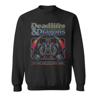 Deadlifts And Dragons Workout Fitness Sweatshirt - Monsterry