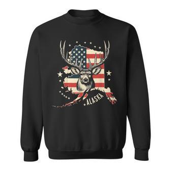 Deer Hunting American Flag Hunter Alaska Vintage Sweatshirt - Monsterry DE