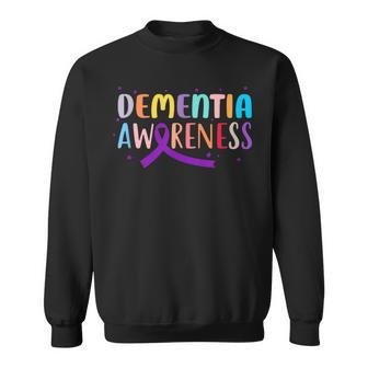 Dementia Awareness Purple Color Ribbon September Support Sweatshirt - Thegiftio UK