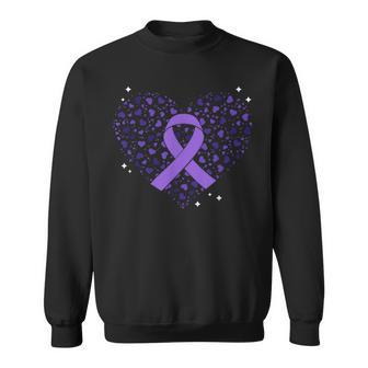 Dementia Heart Alzheimer's Disease Purple Ribbon Awareness Sweatshirt - Seseable