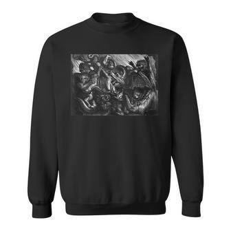 Demon Fight Vintage Zombies Undead Illustrated Horror Sweatshirt - Monsterry