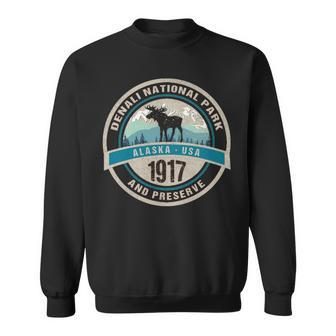 Denali National Park Alaska Moose Distressed Souvenir Sweatshirt | Mazezy