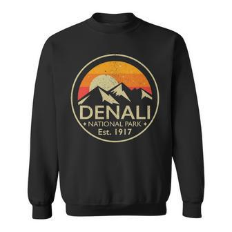 Denali National Park Alaska Retro Hiking Camping Sweatshirt | Mazezy