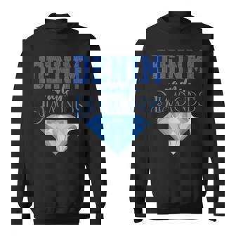 Denim And Diamonds Fashionable Trendy Jeans Sweatshirt - Thegiftio