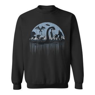 On Back Loch Ness Bigfoot Mothman Alien Cryptid Sweatshirt - Monsterry AU