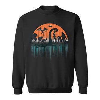 On Back Loch Ness Bigfoot Mothman Alien Cryptid Sweatshirt | Mazezy