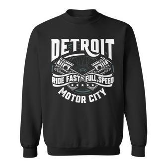 Detroit Michigan Motor City Spark Plug Wings Ride Fast Speed Sweatshirt - Monsterry CA