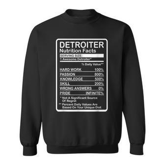 Detroit Nutrition Facts Sweatshirt - Monsterry