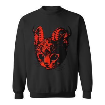 Devil's Satan Demons Kitten Pentagram Cat Sweatshirt - Seseable