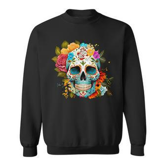 Dia De Los Muertos Decorative Mexican Head Sugar Skull Sweatshirt - Seseable