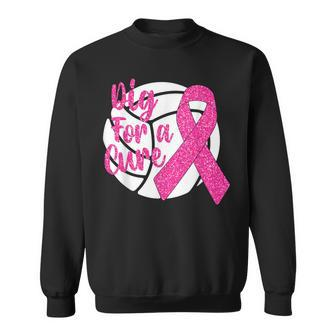 Dig For A Cure Breast Cancer Awareness Volleyball Pink Out Sweatshirt - Monsterry UK