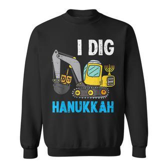 I Dig Hanukkah Excavator Construction Toddler Hanukkah Boys Sweatshirt - Thegiftio UK
