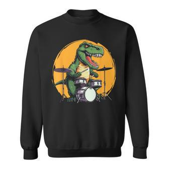 Dinosaurier Schlagzeuger Sweatshirt, Lustiges T-Rex Musik Motiv - Seseable