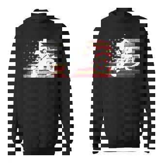 Dirt Bike Silhouette Distressed American Flag Motocross Sweatshirt | Mazezy