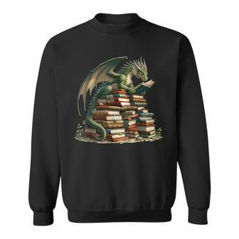 Distressed Bookworm Dragons Reading Book Dragons And Books Sweatshirt - Thegiftio UK