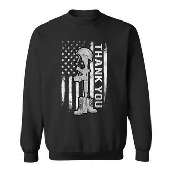 Distressed Memorial Day Flag Military Boots Dog Tags Sweatshirt - Monsterry CA