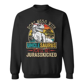 Distressed Unclesaurus Dinosaur T Rex Father's Day Sweatshirt - Monsterry DE