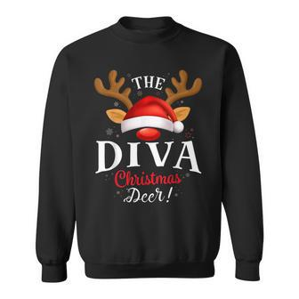 Diva Christmas Deer Pjs Xmas Family Matching Sweatshirt - Thegiftio UK
