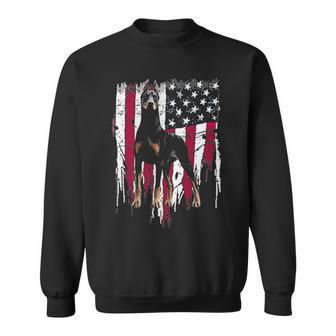Doberman Pinscher American Flag Usa Awesome Sweatshirt | Mazezy
