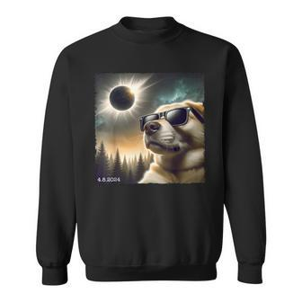Dog Glasses Taking A Selfie With Solar 2024 Eclipse Sweatshirt - Seseable