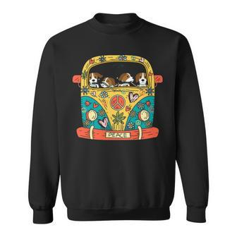 Dog Hippie Car Hippy Style Beagle Lover Sweatshirt | Mazezy AU