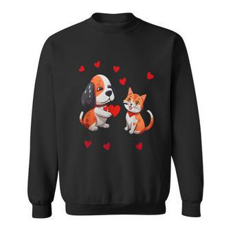 A Dog That Offers A Red Heart For Me A Cat On A Valentine Sweatshirt | Mazezy